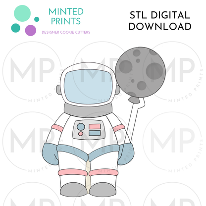 Astronaut with Moon Balloon Cookie Cutter STL DIGITAL DOWNLOAD