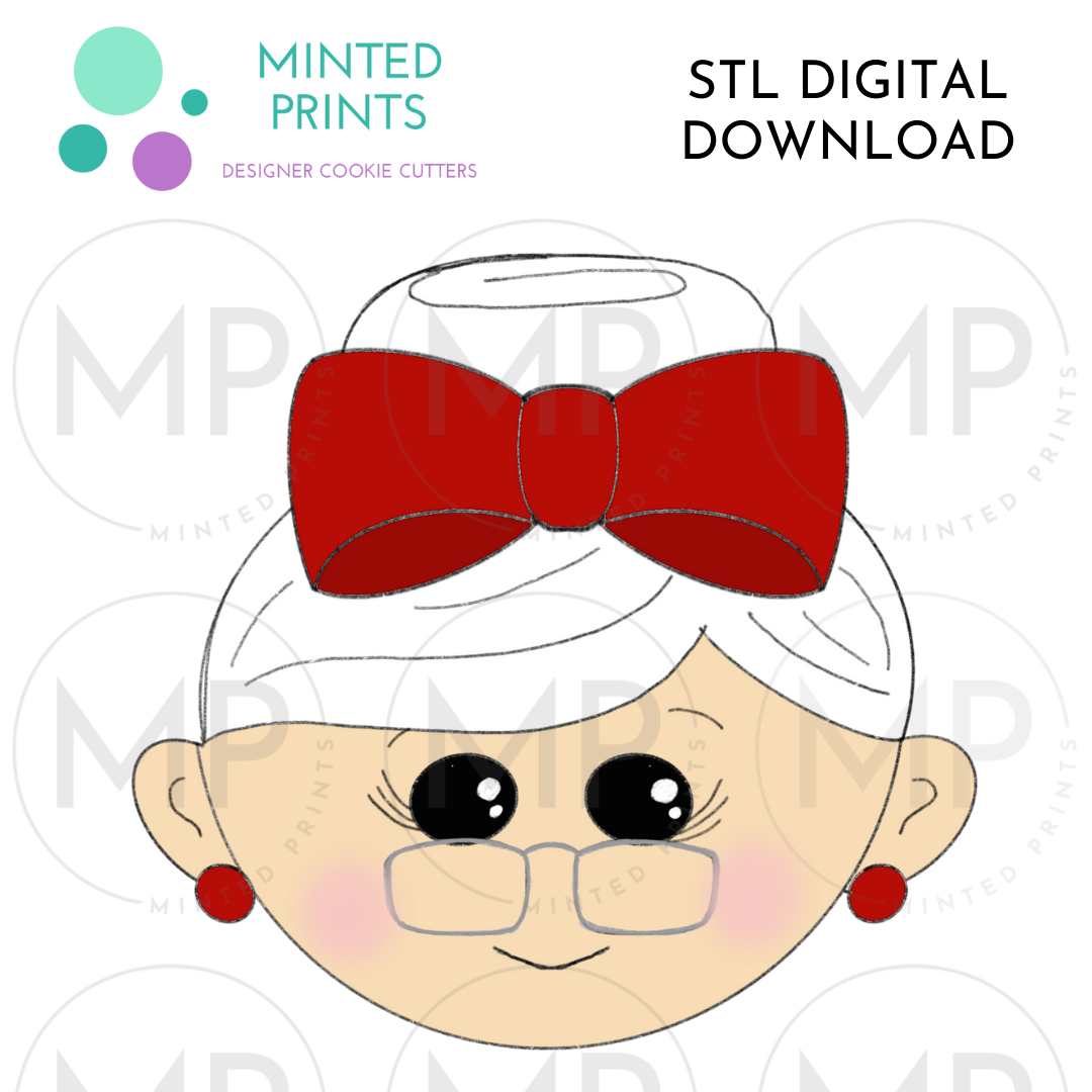 Mrs. Claus 2020 Cookie Cutter STL DIGITAL DOWNLOAD