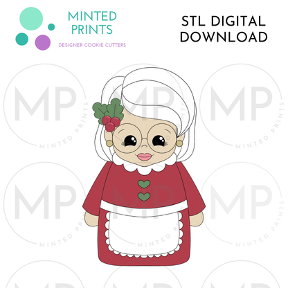 Mrs Claus Peg Doll Cookie Cutter STL DIGITAL DOWNLOAD