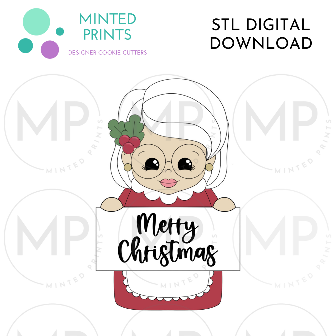 Mrs Claus Peg Doll Plaque Cookie Cutter STL DIGITAL DOWNLOAD