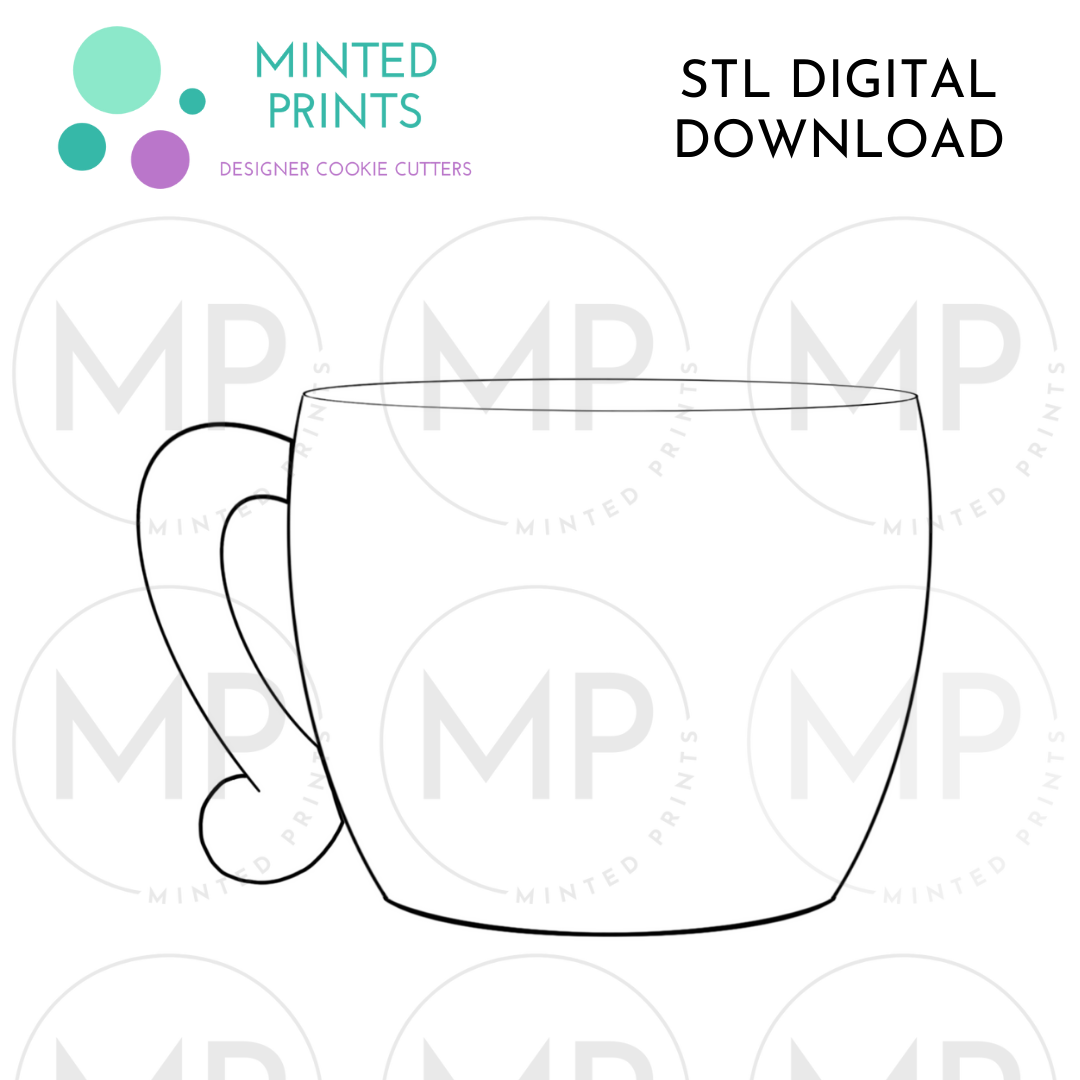 Mug 2 Cookie Cutter STL DIGITAL DOWNLOAD