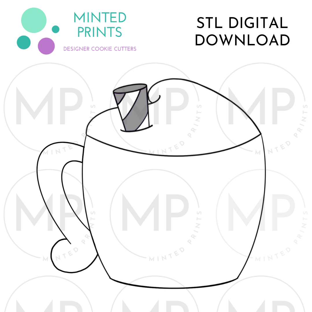 Mug with Whip 2 Cookie Cutter STL DIGITAL DOWNLOAD