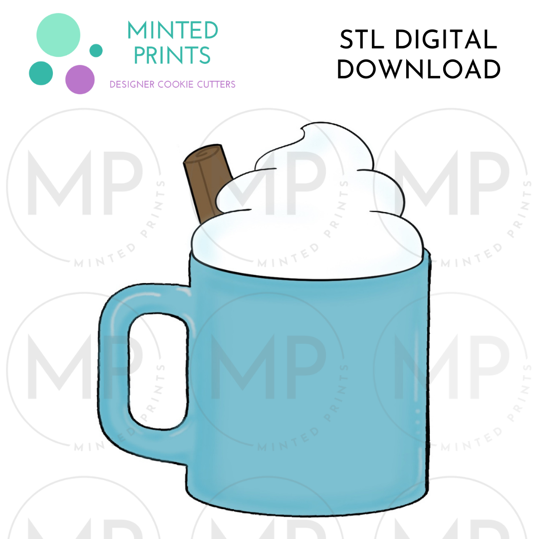 Mug with Whip 1 Cookie Cutter STL DIGITAL DOWNLOAD