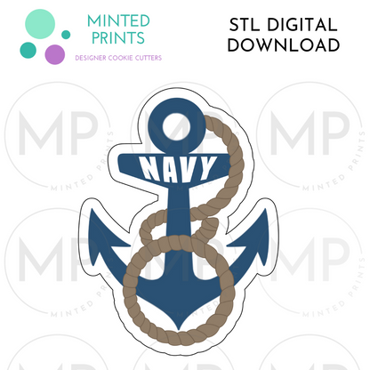 Navy Logo Cookie Cutter STL DIGITAL DOWNLOAD
