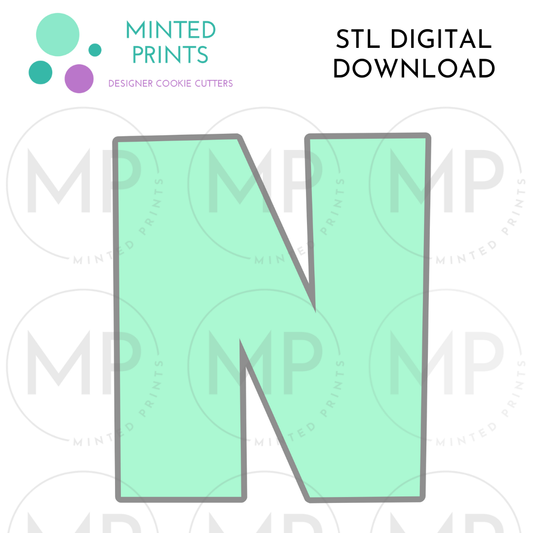 Letter N Cookie Cutter STL DIGITAL DOWNLOAD