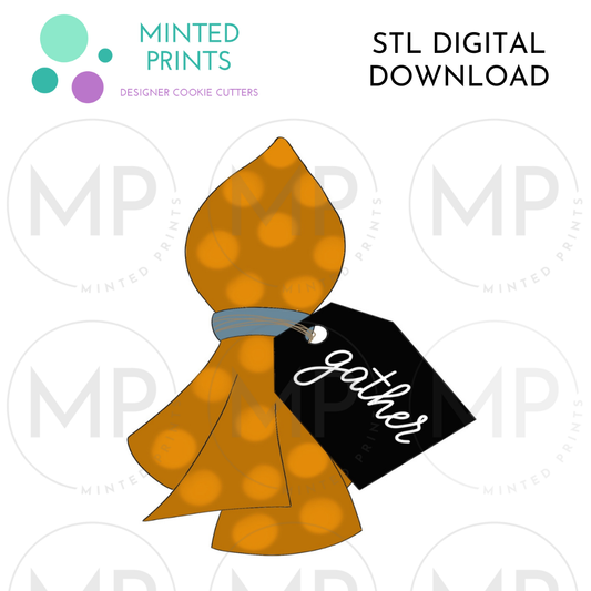 Napkin with Tag Cookie Cutter STL DIGITAL DOWNLOAD