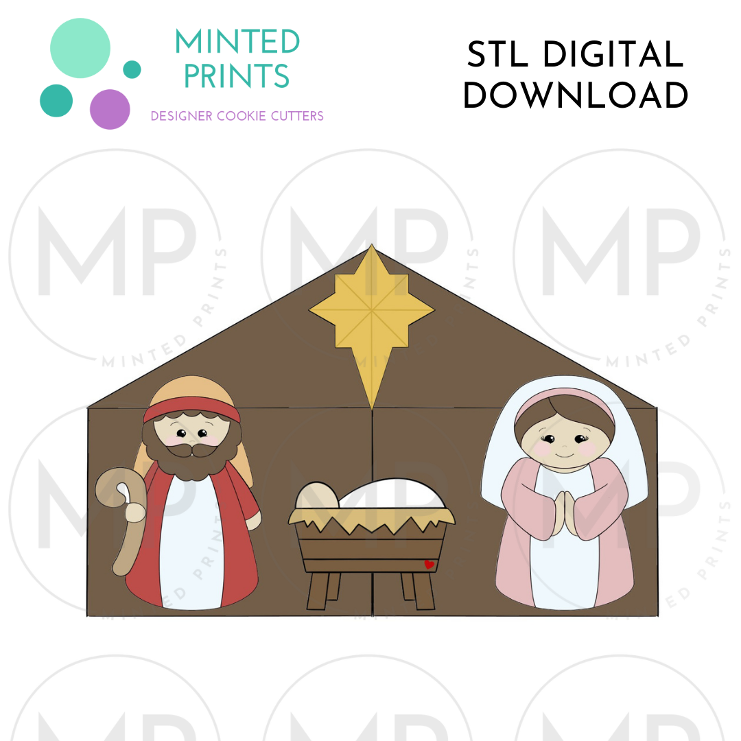 Nativity Set of 6 Cookie Cutter STL DIGITAL DOWNLOAD