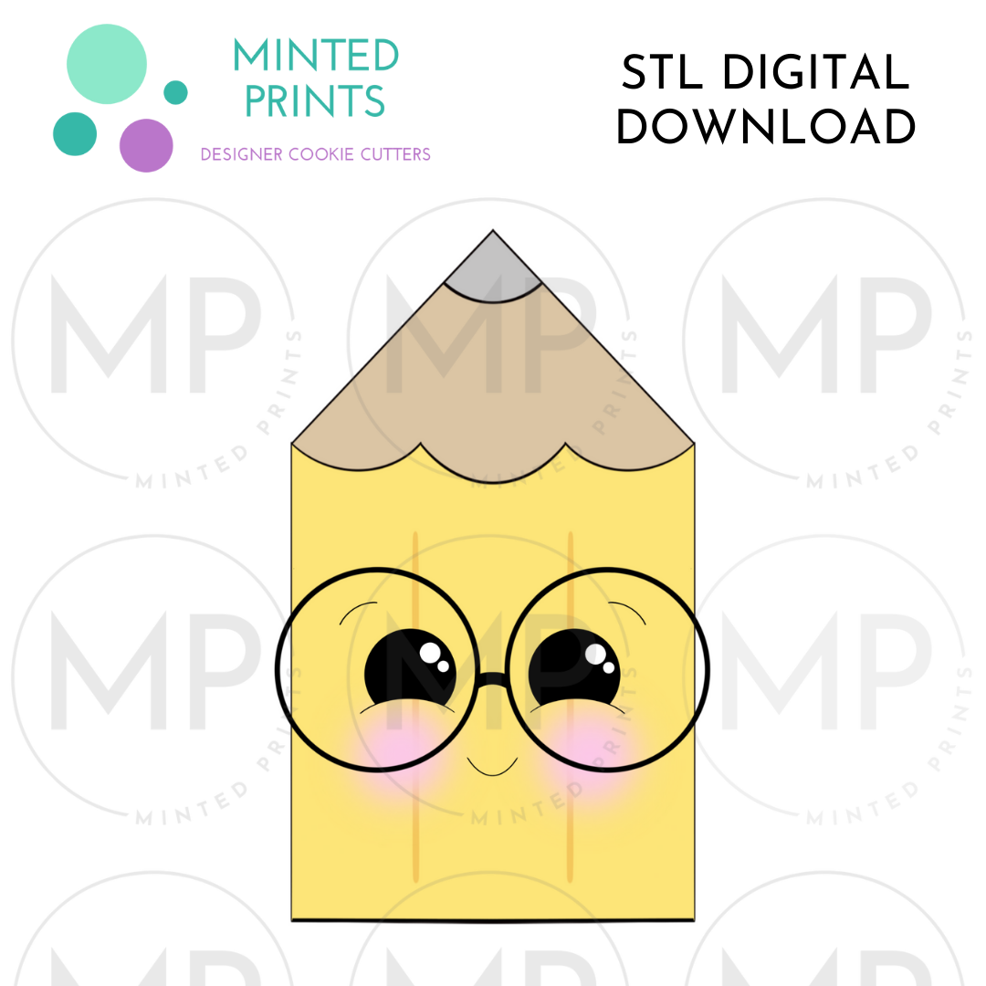 Nerdy Pencil Top Cookie Cutter STL DIGITAL DOWNLOAD