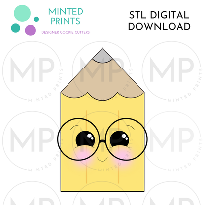 Nerdy Pencil Top Cookie Cutter STL DIGITAL DOWNLOAD