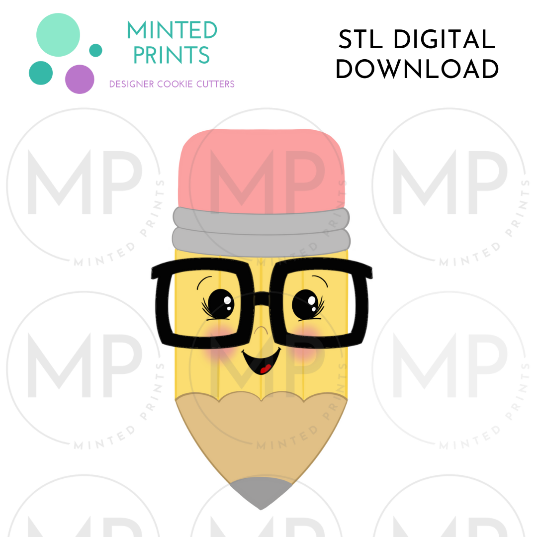 Nerdy Pencil Cookie Cutter STL DIGITAL DOWNLOAD