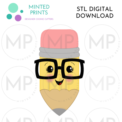 Nerdy Pencil Cookie Cutter STL DIGITAL DOWNLOAD