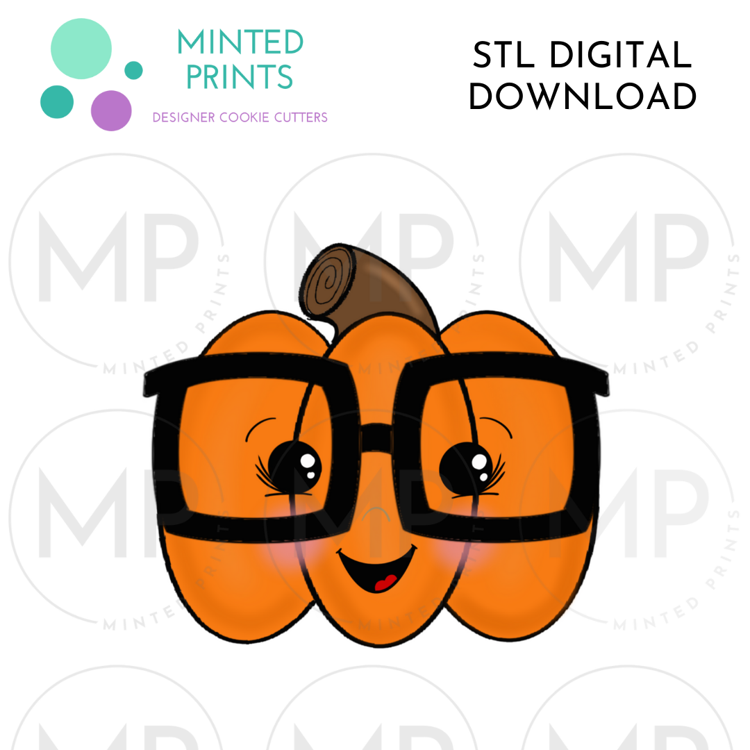 Nerdy Pumpkin Cookie Cutter STL DIGITAL DOWNLOAD