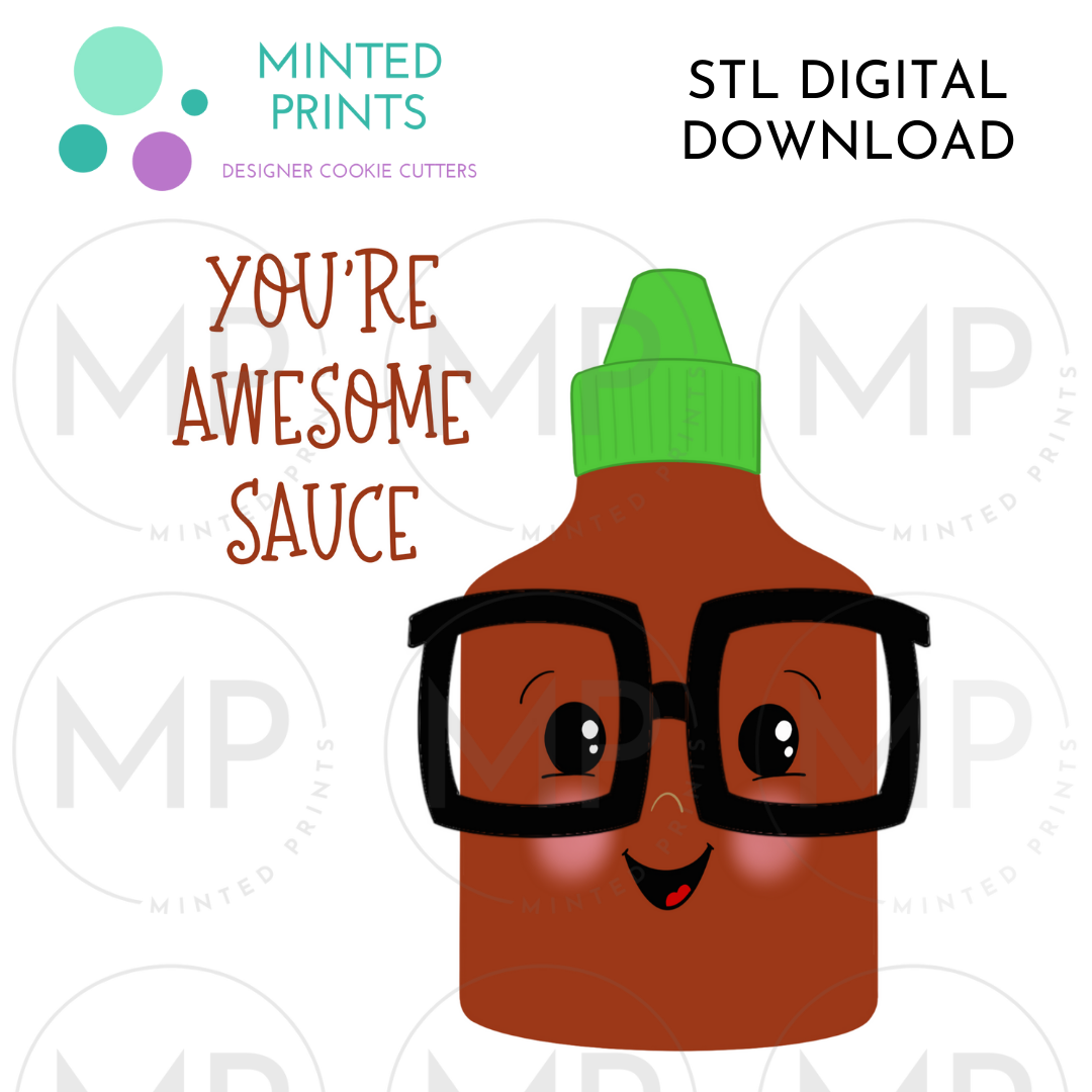 Nerdy Sauce Bottle Cookie Cutter STL DIGITAL DOWNLOAD