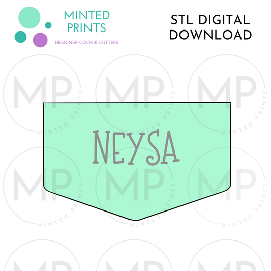 Neysa Plaque Cookie Cutter STL DIGITAL DOWNLOAD