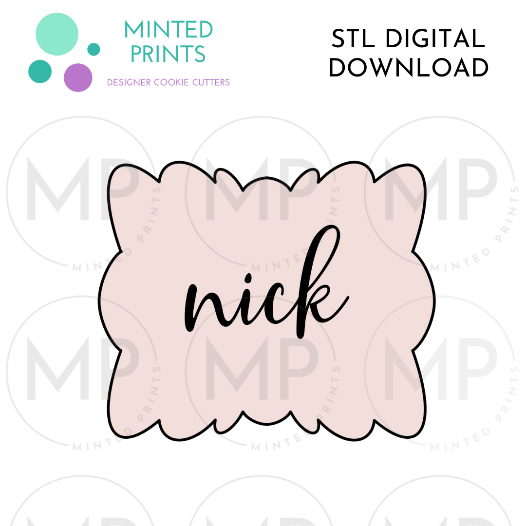 Nick Plaque Cookie Cutter STL DIGITAL DOWNLOAD