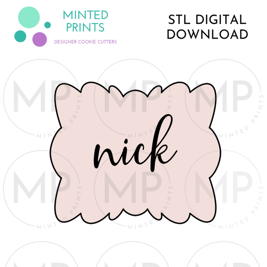 Nick Plaque Cookie Cutter STL DIGITAL DOWNLOAD