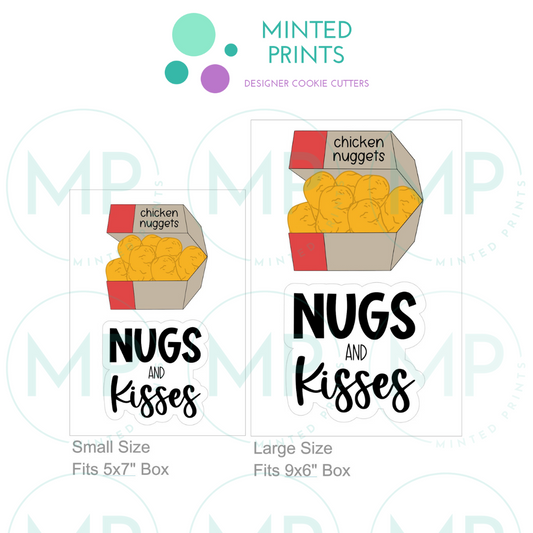 Chicken Nugget Box and Nugs & Kisses Script Set of 2 Cookie Cutter and STL File