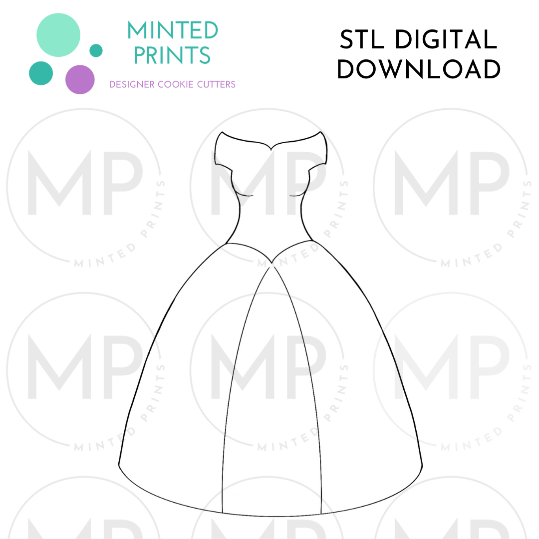 Off Shoulder Dress Cookie Cutter STL DIGITAL DOWNLOAD