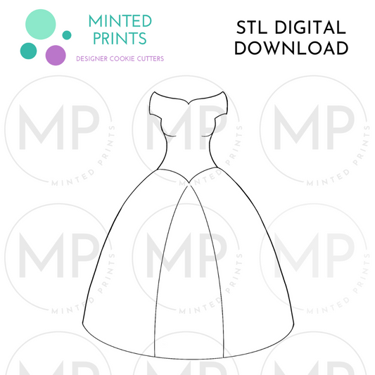 Off Shoulder Dress Cookie Cutter STL DIGITAL DOWNLOAD