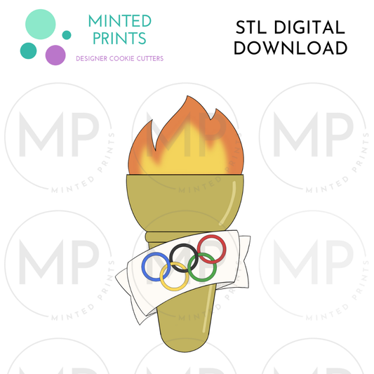 Olympic Torch with Banner Cookie Cutter STL DIGITAL DOWNLOAD