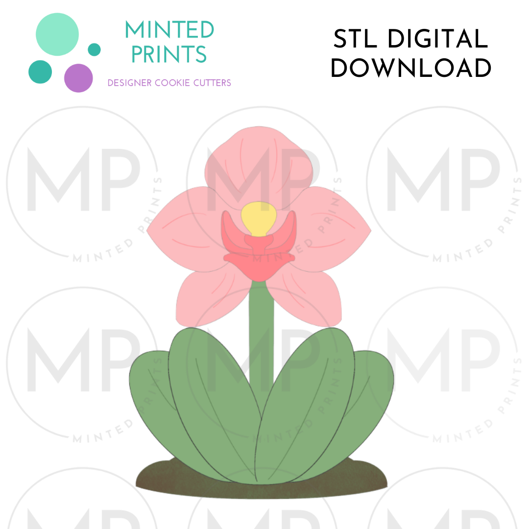 Orchid with Leaves Cookie Cutter STL DIGITAL DOWNLOAD