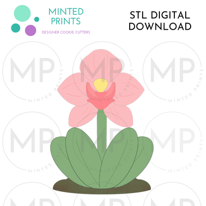 Orchid with Leaves Cookie Cutter STL DIGITAL DOWNLOAD