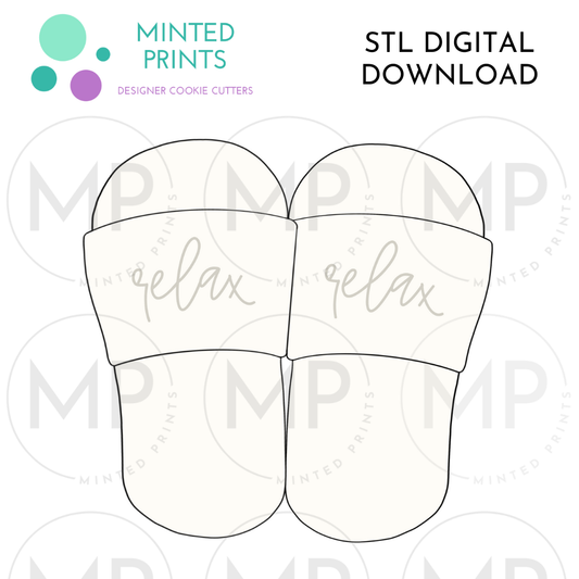 Pair of Slippers Cookie Cutter STL DIGITAL DOWNLOAD