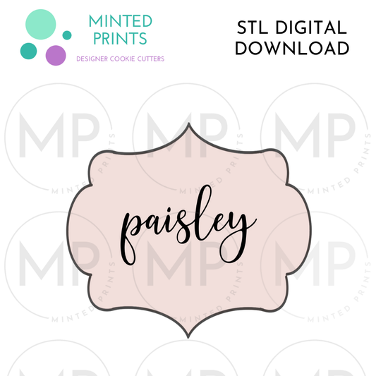 Paisley Plaque Cookie Cutter STL DIGITAL DOWNLOAD