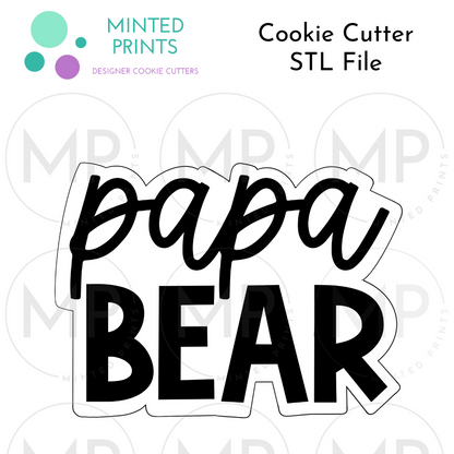 Papa Bear and Bear in Hat Set of 2 Cookie Cutter STL DIGITAL FILES