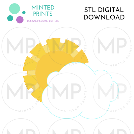 Partly Cloudy Cookie Cutter STL DIGITAL DOWNLOAD