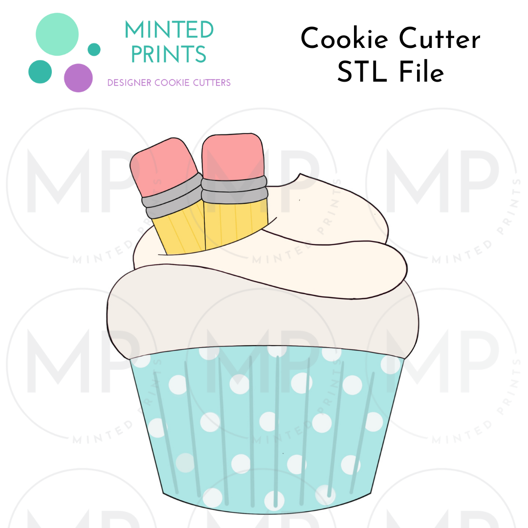 Pencil Cupcake Cookie Cutter STL DIGITAL FILE