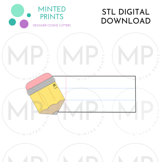 Pencil Skinny Plaque Cookie Cutter STL DIGITAL DOWNLOAD