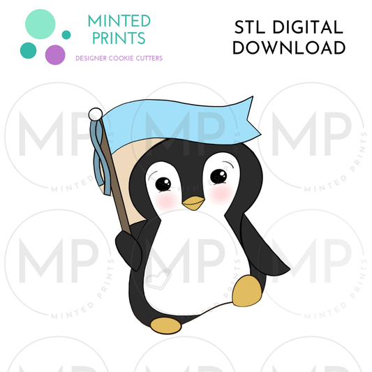 Penguin with Banner Cookie Cutter STL DIGITAL DOWNLOAD