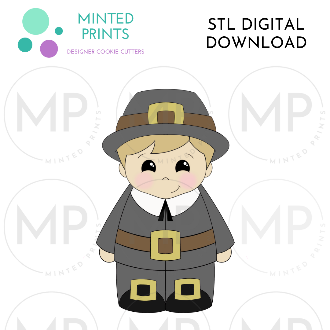 Pilgrim Boy (Full Body) Cookie Cutter STL DIGITAL DOWNLOAD