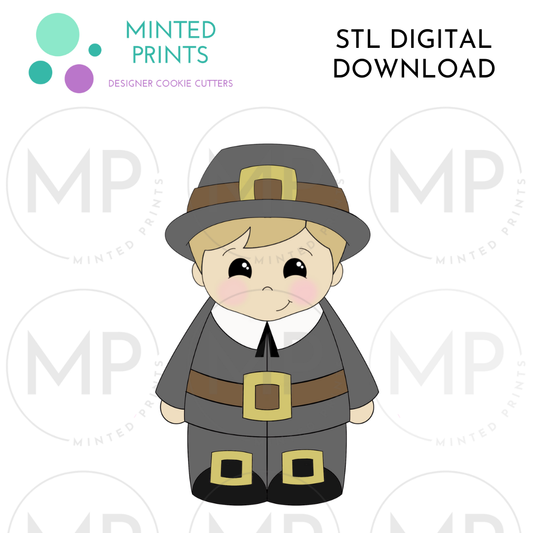 Pilgrim Boy (Full Body) Cookie Cutter STL DIGITAL DOWNLOAD