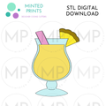 Pina Colada Cocktail Drink Cookie Cutter STL DIGITAL DOWNLOAD