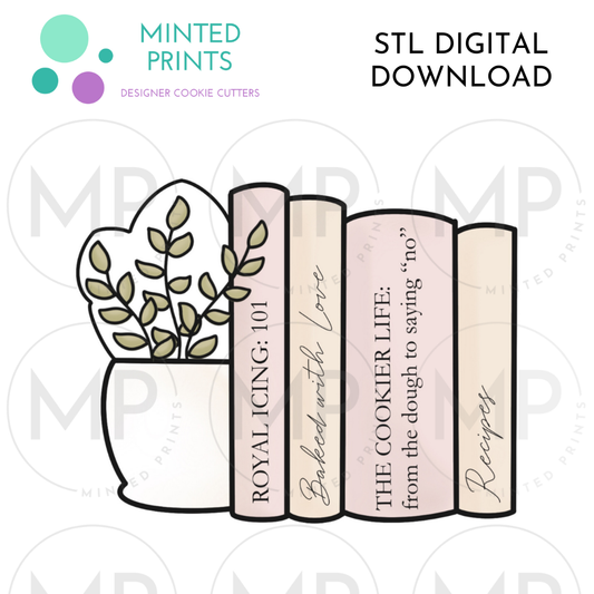 Plant with Books Cookie Cutter STL DIGITAL DOWNLOAD