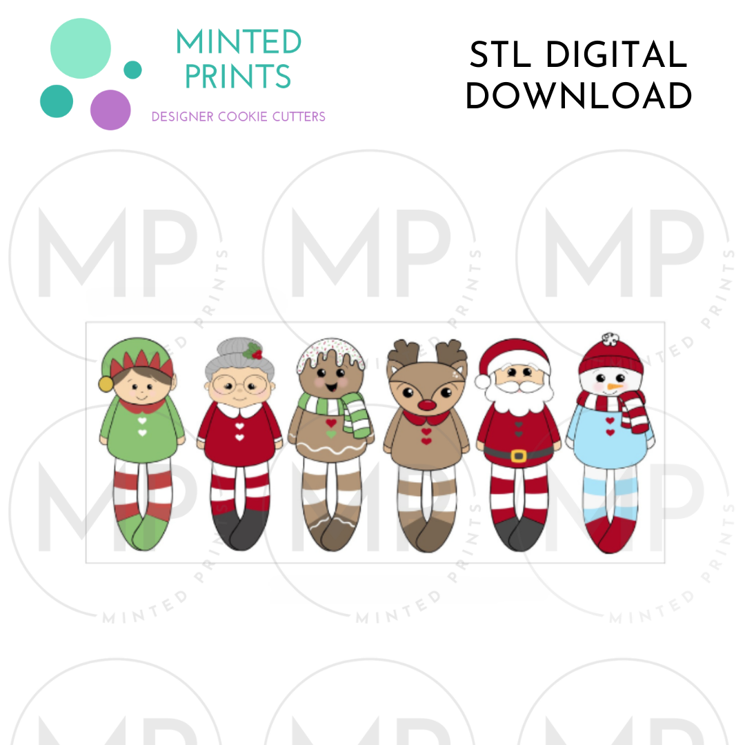 Christmas Plushies Set of 6 Cookie Cutter STL DIGITAL DOWNLOAD