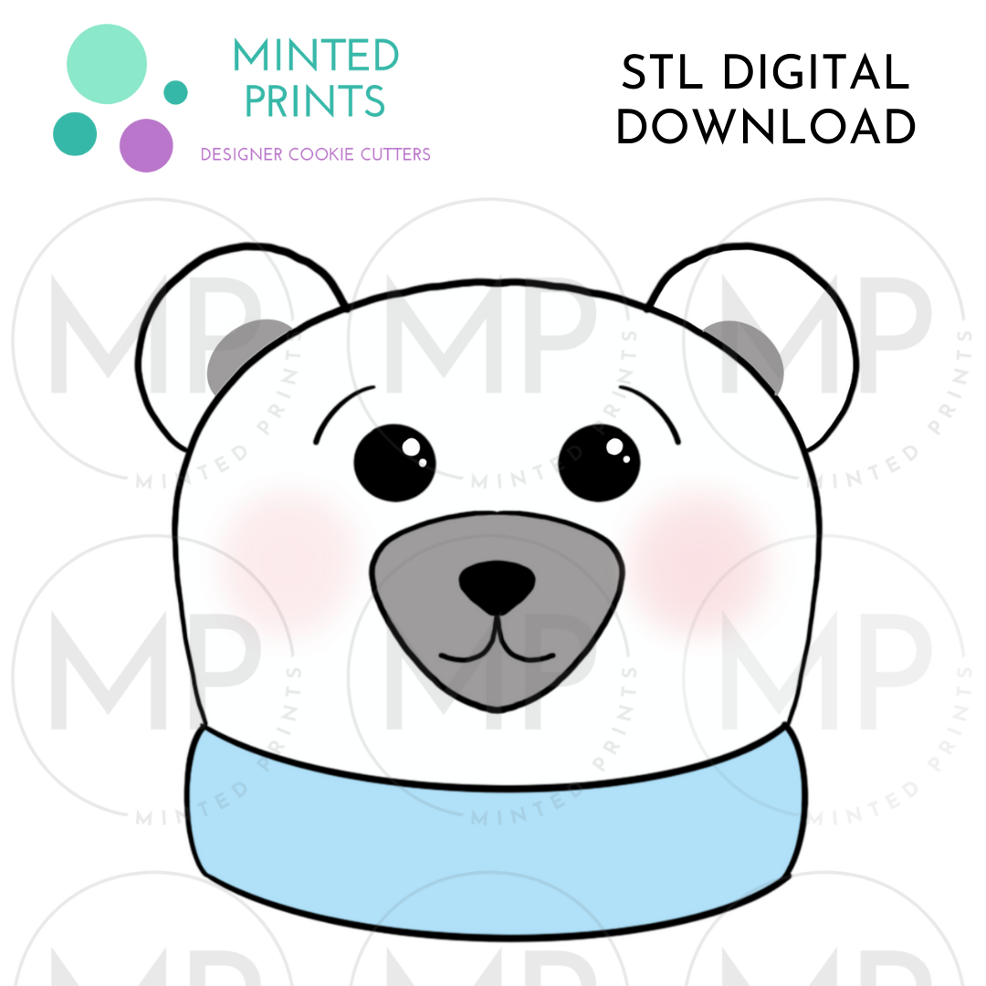 Polar Bear Head Cookie Cutter STL DIGITAL DOWNLOAD