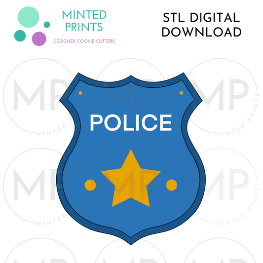 Police Badge Cookie Cutter STL DIGITAL DOWNLOAD