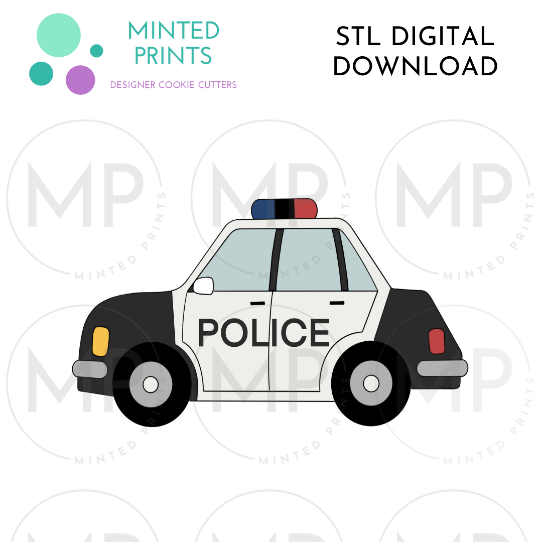 Police Car Cookie Cutter STL DIGITAL DOWNLOAD