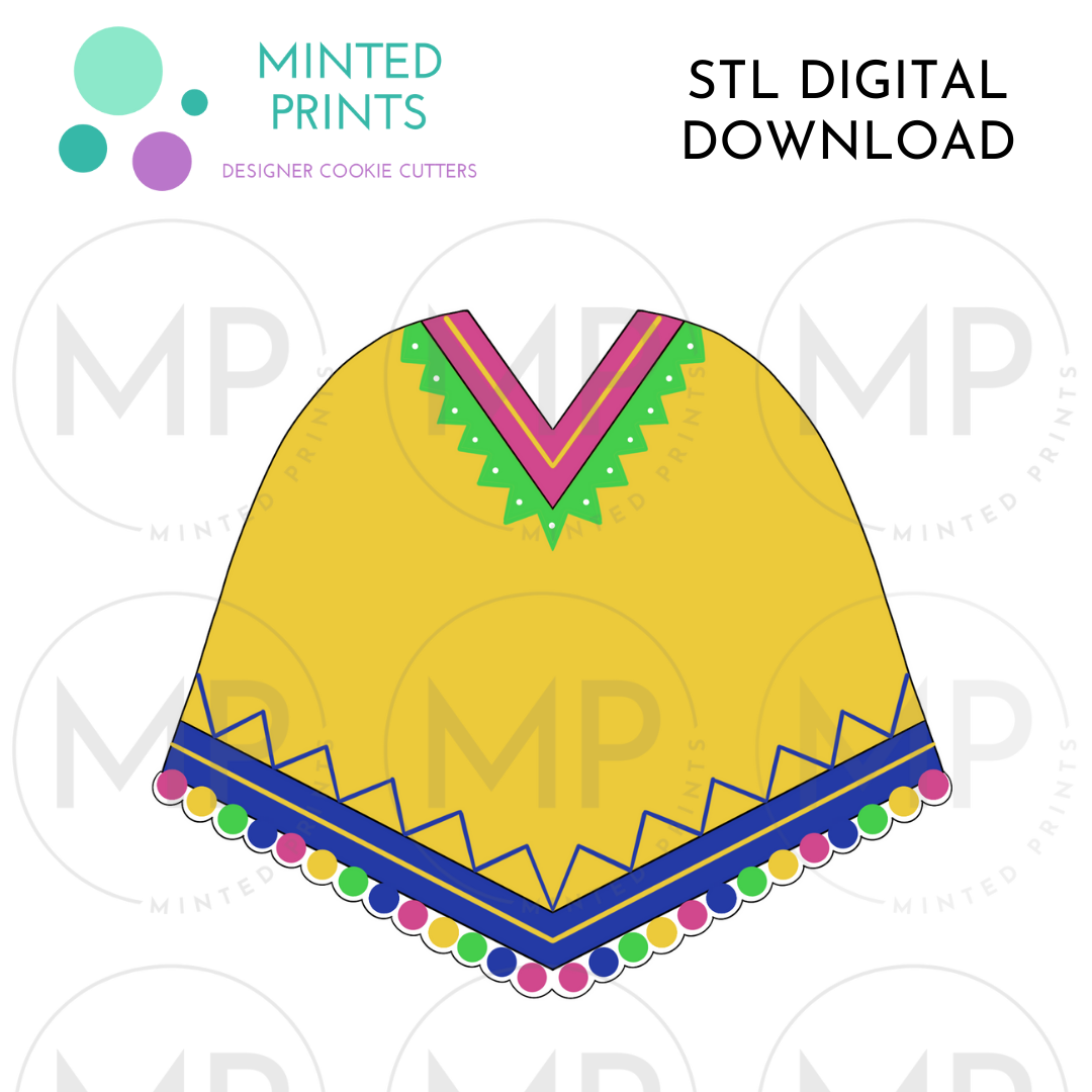 Poncho Cookie Cutter STL DIGITAL DOWNLOAD