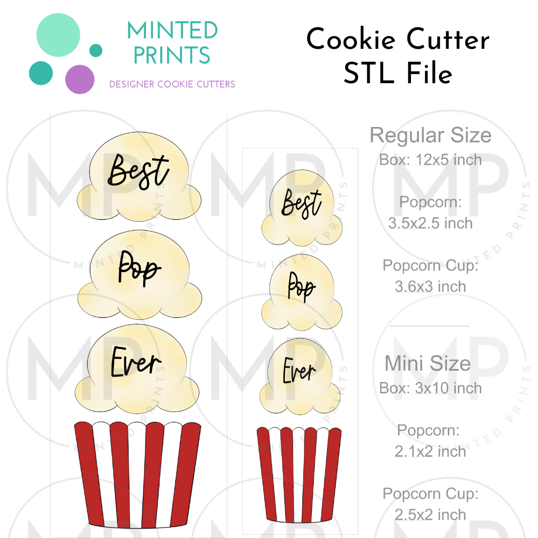 Popcorn Stack Set of 2 Cookie Cutter STL DIGITAL FILES