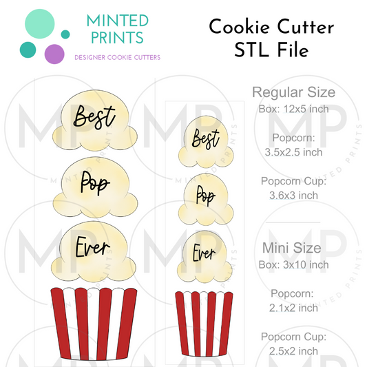 Popcorn Stack Set of 2 Cookie Cutter STL DIGITAL FILES