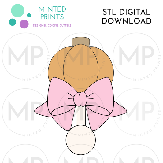 Pumpkin Rattle with Bow Cookie Cutter STL DIGITAL DOWNLOAD