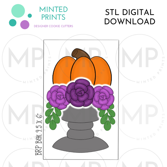 Floral Pumpkin Urn Puzzle Set of 3 Cookie Cutter STL DIGITAL DOWNLOAD