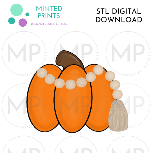 Pumpkin with Beads Cookie Cutter STL DIGITAL DOWNLOAD