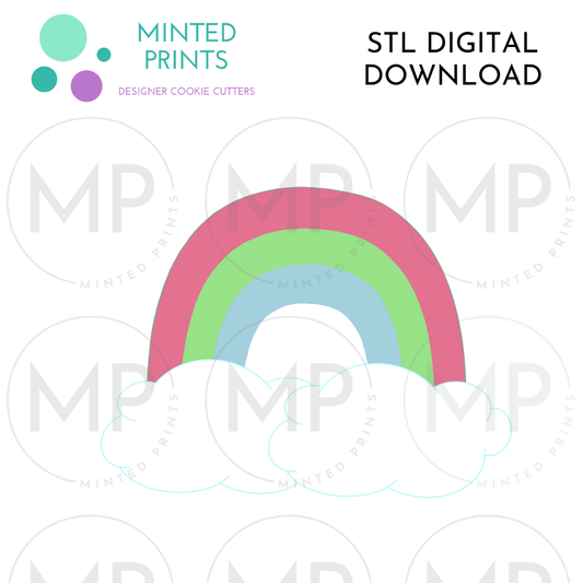 Rainbow over Clouds Cookie Cutter STL DIGITAL DOWNLOAD