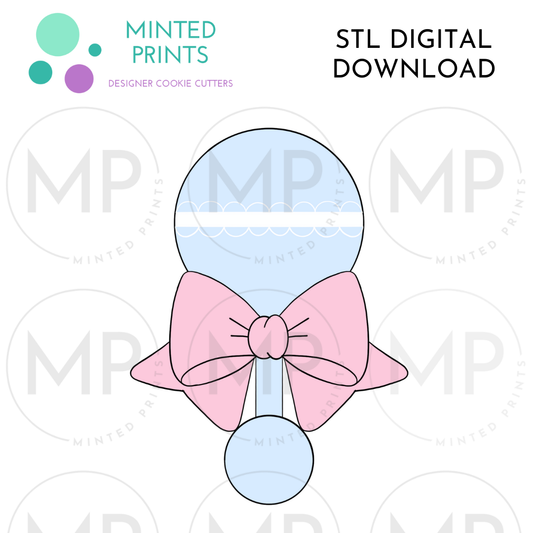 Rattle with Bow Cookie Cutter STL DIGITAL DOWNLOAD