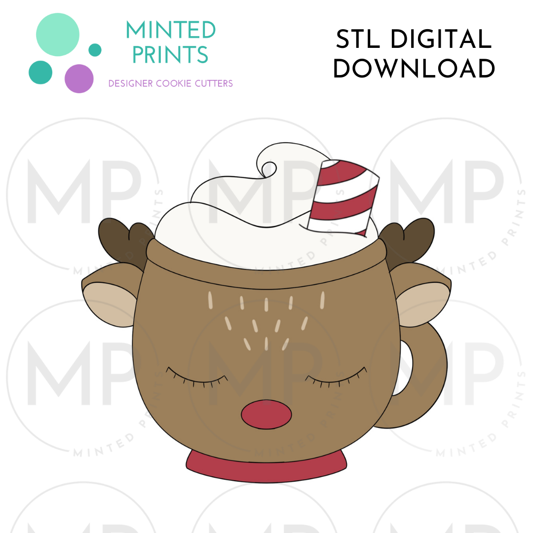 Reindeer Mug 2024 Cookie Cutter STL DIGITAL DOWNLOAD